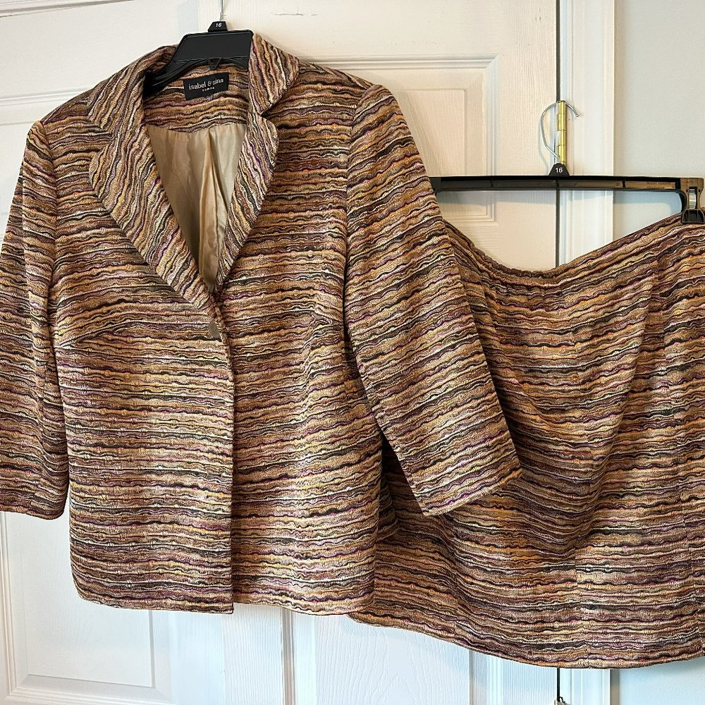 Isabel&Nina - 16W Multi-colored Suit (Skirt & Jacket)